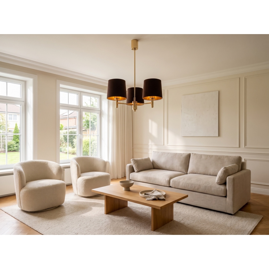 Brilagi - Lustre em haste MONTE 3xE27/60W/230V castanho/dourado