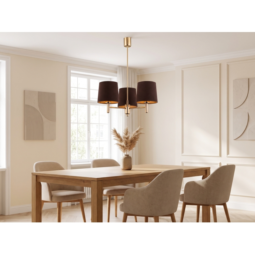 Brilagi - Lustre em haste MONTE 3xE27/60W/230V castanho/dourado