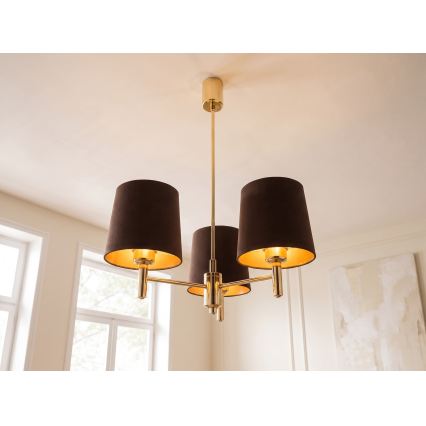 Brilagi - Lustre em haste MONTE 3xE27/60W/230V castanho/dourado