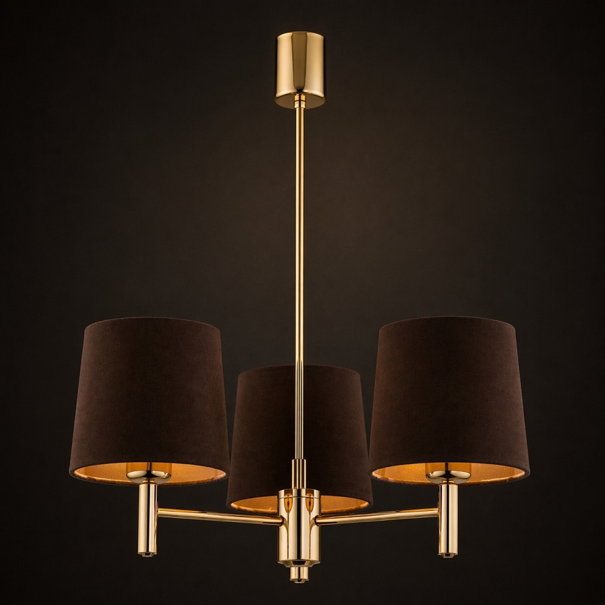 Brilagi - Lustre em haste MONTE 3xE27/60W/230V castanho/dourado