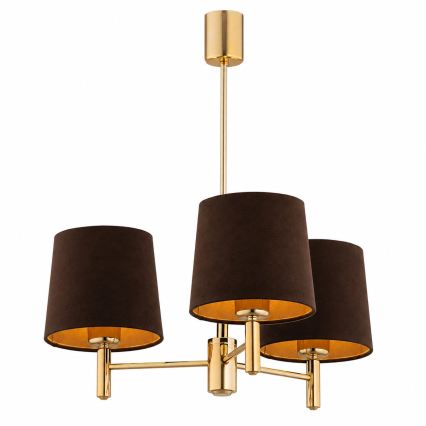 Brilagi - Lustre em haste MONTE 3xE27/60W/230V castanho/dourado