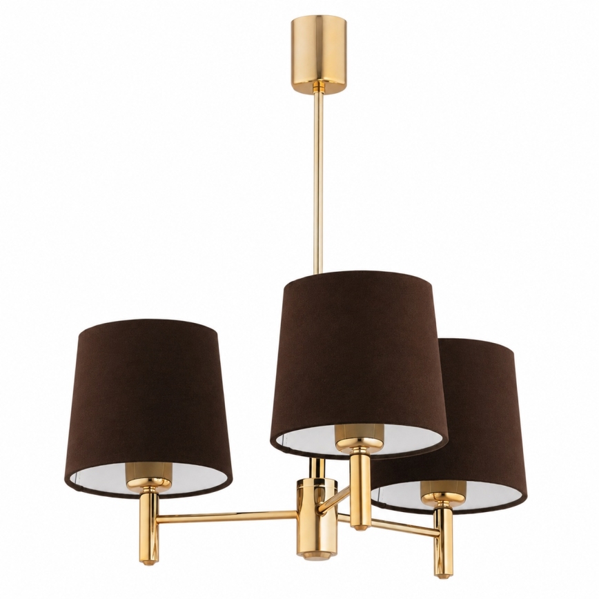Brilagi - Lustre em haste MONTE 3xE27/60W/230V castanho/dourado