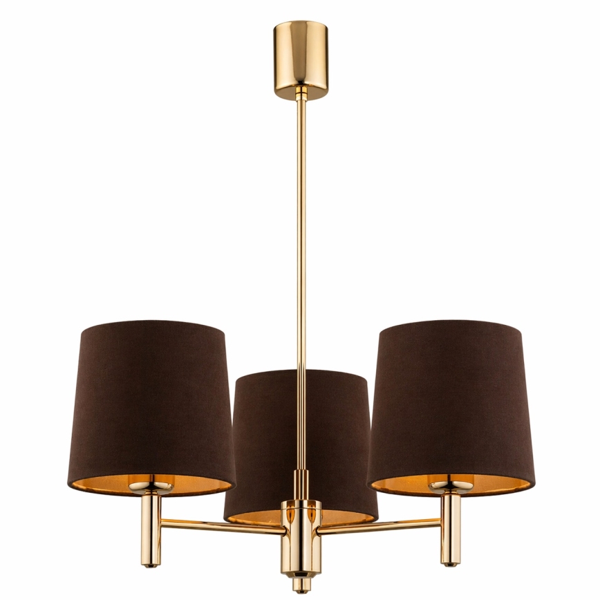 Brilagi - Lustre em haste MONTE 3xE27/60W/230V castanho/dourado
