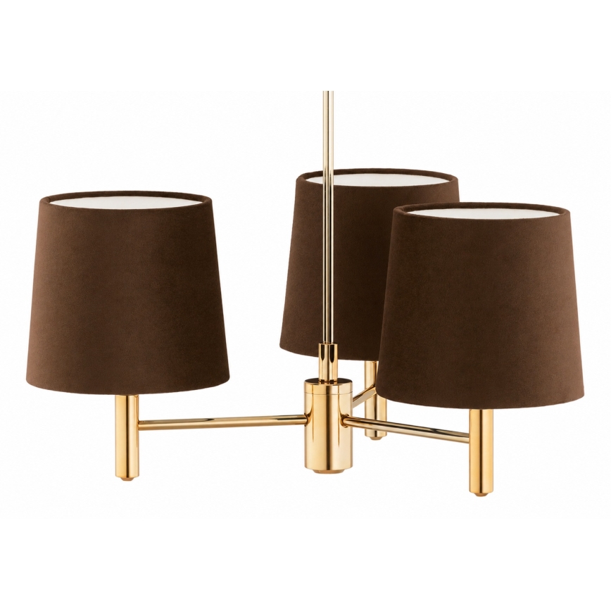 Brilagi - Lustre em haste MONTE 3xE27/60W/230V castanho/dourado