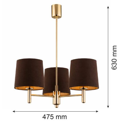 Brilagi - Lustre em haste MONTE 3xE27/60W/230V castanho/dourado