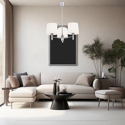 Brilagi - Lustre em haste MONTE 3xE27/60W/230V creme/cromado brilhante