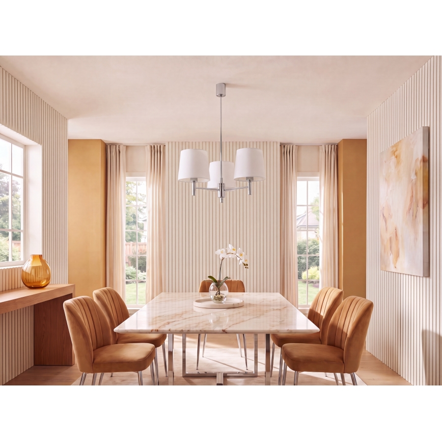 Brilagi - Lustre em haste MONTE 3xE27/60W/230V creme/cromado brilhante