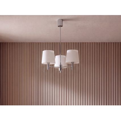 Brilagi - Lustre em haste MONTE 3xE27/60W/230V creme/cromado brilhante