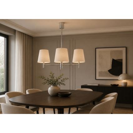 Brilagi - Lustre em haste MONTE 3xE27/60W/230V creme/cromado brilhante