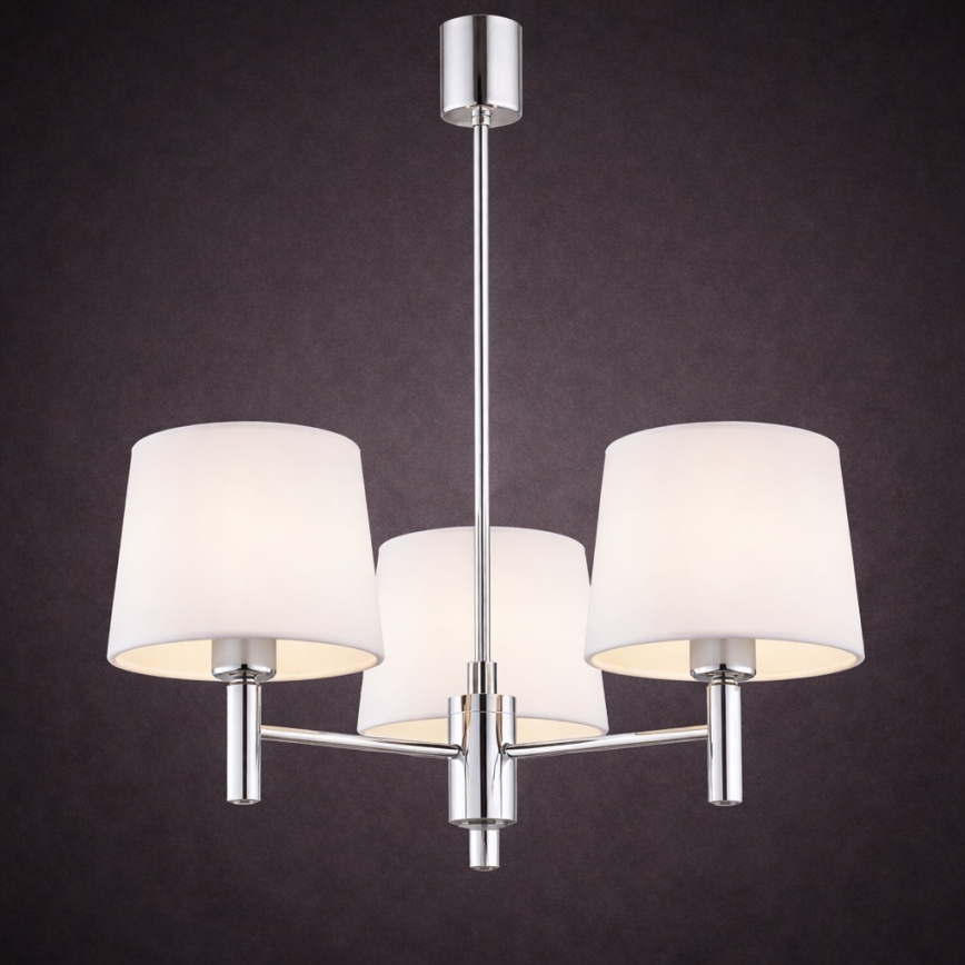 Brilagi - Lustre em haste MONTE 3xE27/60W/230V creme/cromado brilhante