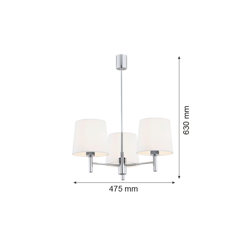 Brilagi - Lustre em haste MONTE 3xE27/60W/230V creme/cromado brilhante