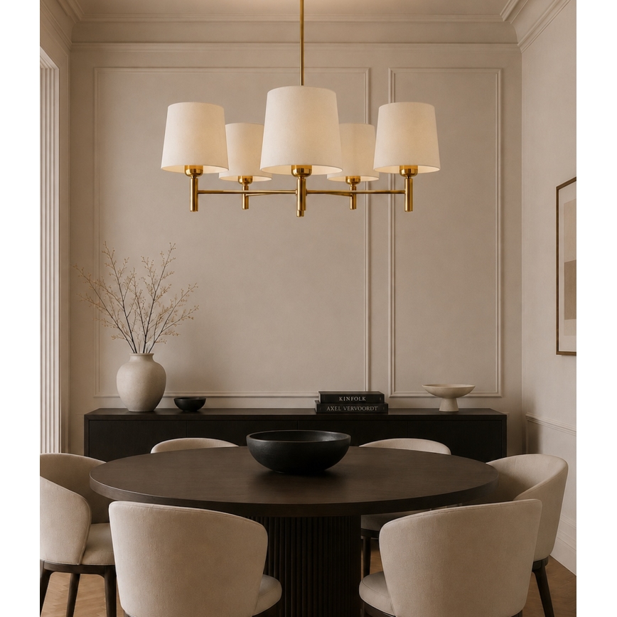 Brilagi - Lustre em haste MONTE 5xE27/15W/230V creme/dourado