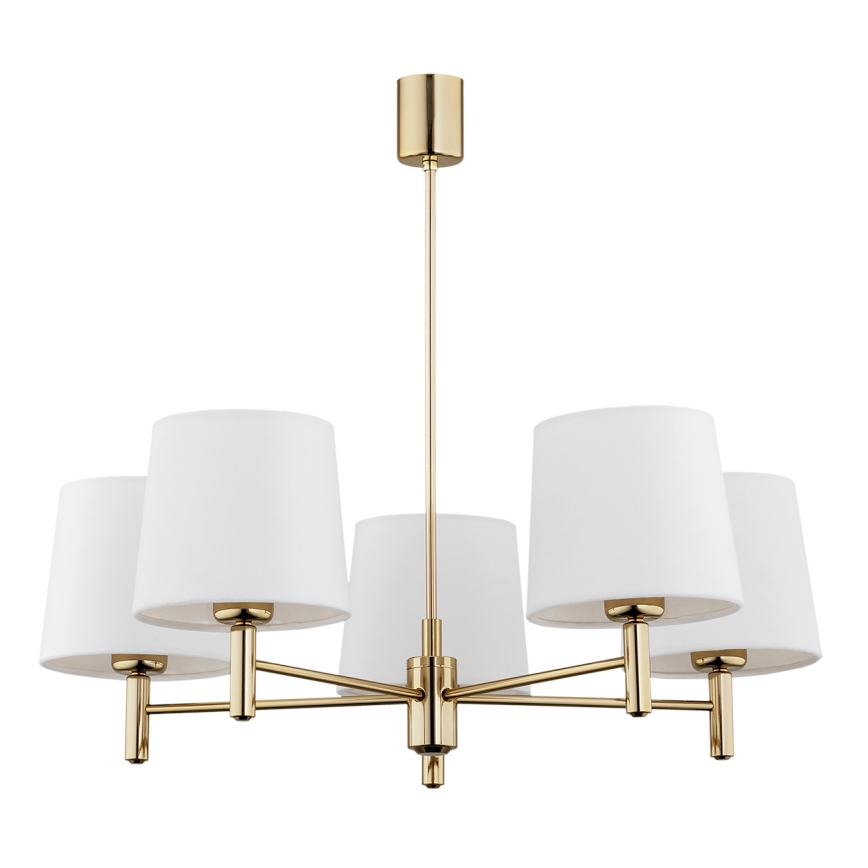 Brilagi - Lustre em haste MONTE 5xE27/15W/230V creme/dourado