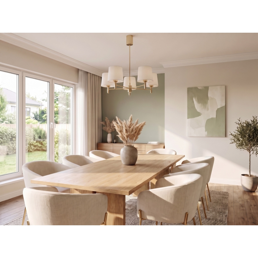 Brilagi - Lustre em haste MONTE 5xE27/15W/230V creme/dourado