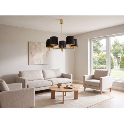 Brilagi - Lustre em haste MONTE 5xE27/15W/230V preto/dourado