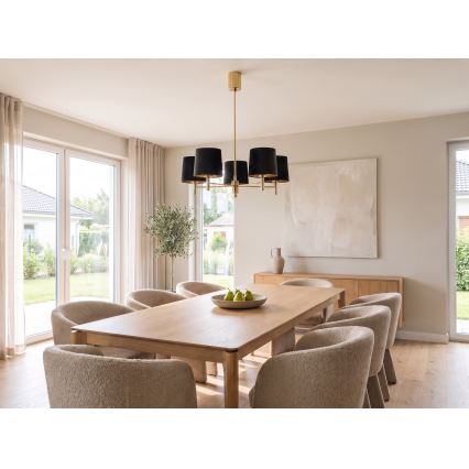 Brilagi - Lustre em haste MONTE 5xE27/15W/230V preto/dourado