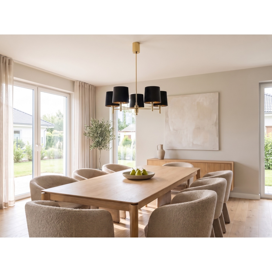 Brilagi - Lustre em haste MONTE 5xE27/15W/230V preto/dourado