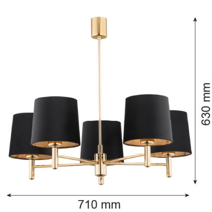 Brilagi - Lustre em haste MONTE 5xE27/15W/230V preto/dourado