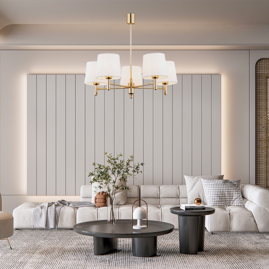 Brilagi - Lustre em haste MONTE 5xE27/60W/230V creme/dourado