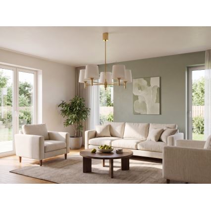 Brilagi - Lustre em haste MONTE 5xE27/60W/230V creme/dourado