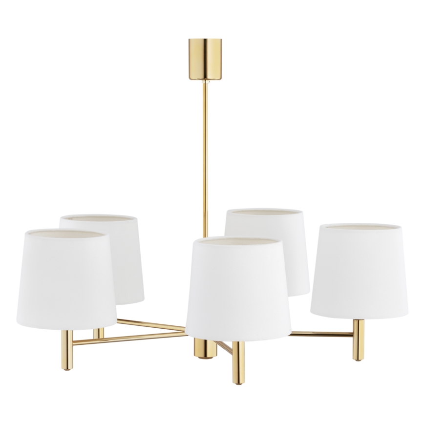 Brilagi - Lustre em haste MONTE 5xE27/60W/230V creme/dourado