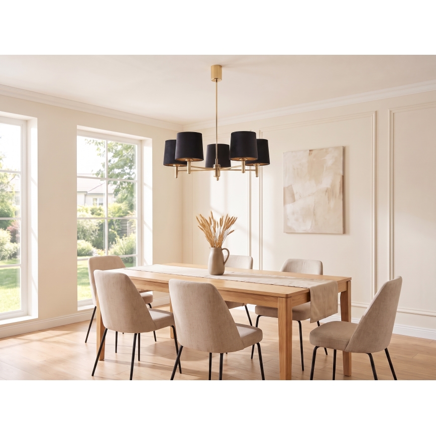 Brilagi - Lustre em haste MONTE 5xE27/60W/230V preto/dourado