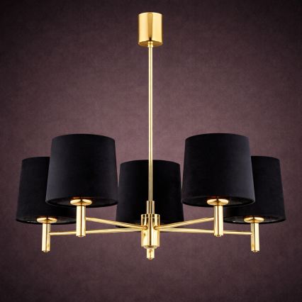 Brilagi - Lustre em haste MONTE 5xE27/60W/230V preto/dourado