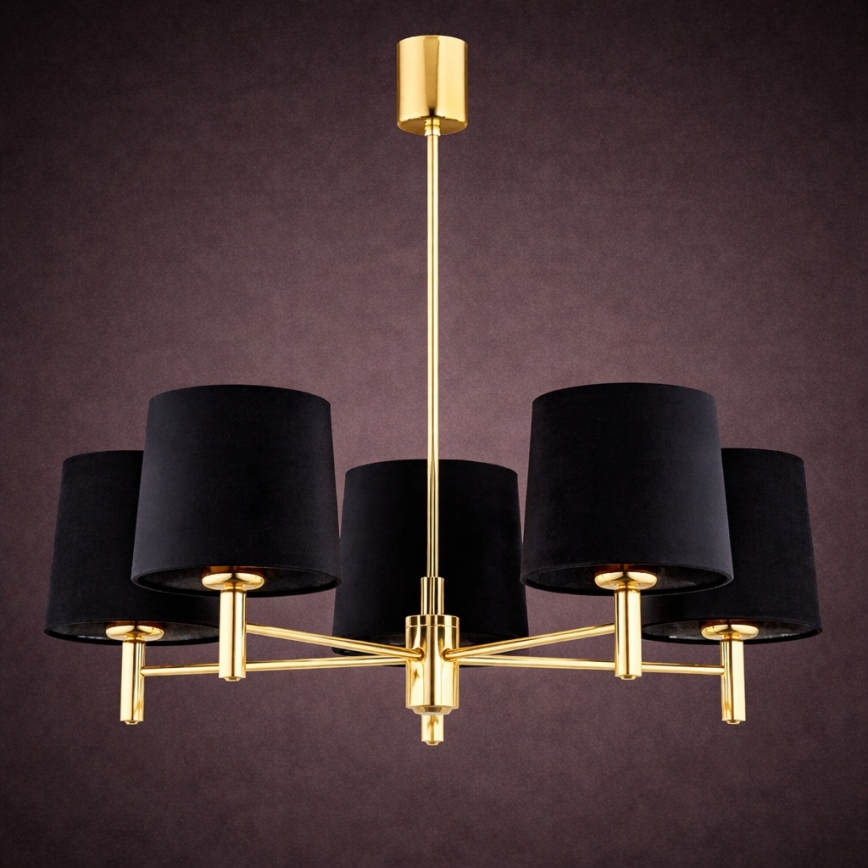 Brilagi - Lustre em haste MONTE 5xE27/60W/230V preto/dourado