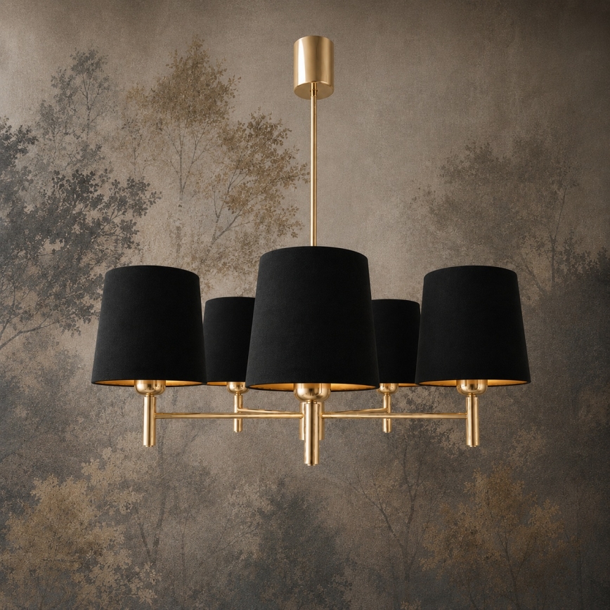 Brilagi - Lustre em haste MONTE 5xE27/60W/230V preto/dourado
