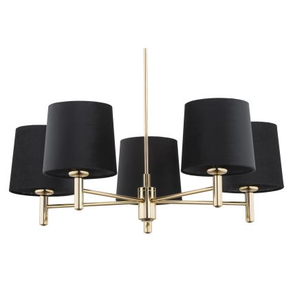 Brilagi - Lustre em haste MONTE 5xE27/60W/230V preto/dourado