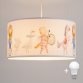 Brilagi - Lustre infantil LED BOBO, pendente com cabo, 1xE27/10W/230V, Ø 35 cm, branco/motivos de animais