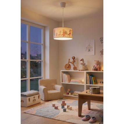 Brilagi - Lustre infantil LED BOBO, pendente com cabo, 1xE27/10W/230V, Ø 35 cm, branco/motivos de animais