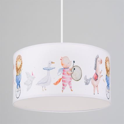 Brilagi - Lustre infantil LED BOBO, pendente com cabo, 1xE27/10W/230V, Ø 35 cm, branco/motivos de animais