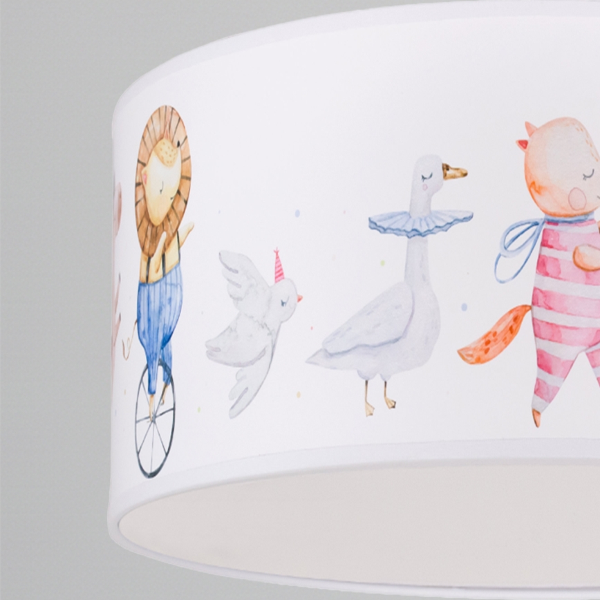 Brilagi - Lustre infantil LED BOBO, pendente com cabo, 1xE27/10W/230V, Ø 35 cm, branco/motivos de animais