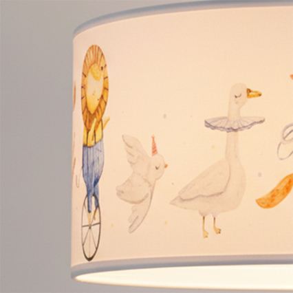Brilagi - Lustre infantil LED BOBO, pendente com cabo, 1xE27/60W/230V, Ø 35 cm, branco/motivos de animais