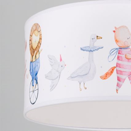 Brilagi - Lustre infantil LED BOBO, pendente com cabo, 1xE27/60W/230V, Ø 35 cm, branco/motivos de animais