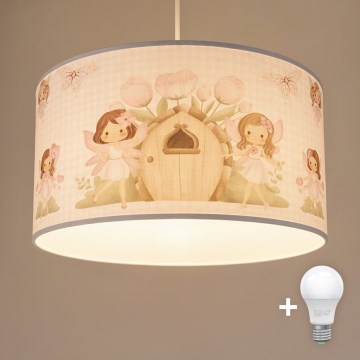 Brilagi - Lustre infantil LED com cabo BOBO 1xE27/10W/230V Ø 35 cm rosa/fadas