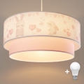 Brilagi - Lustre infantil LED com cabo BOBO 1xE27/10W/230V Ø 40 cm creme/rosa/coelhinhos