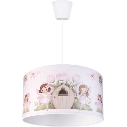 Brilagi - Lustre infantil LED com cabo BOBO 1xE27/60W/230V Ø 35 cm rosa/fadas