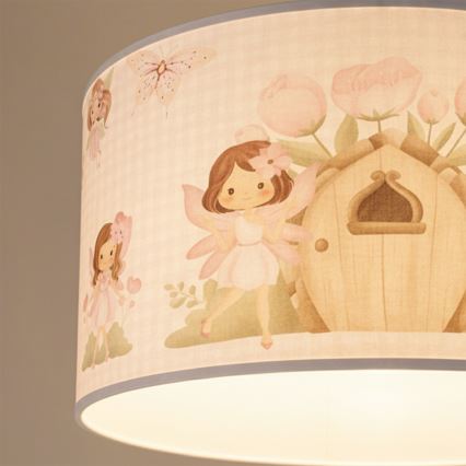 Brilagi - Lustre infantil LED com cabo BOBO 1xE27/60W/230V Ø 35 cm rosa/fadas