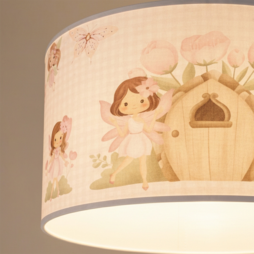 Brilagi - Lustre infantil LED com cabo BOBO 1xE27/60W/230V Ø 35 cm rosa/fadas