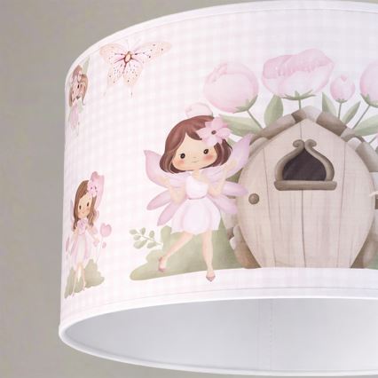 Brilagi - Lustre infantil LED com cabo BOBO 1xE27/60W/230V Ø 35 cm rosa/fadas