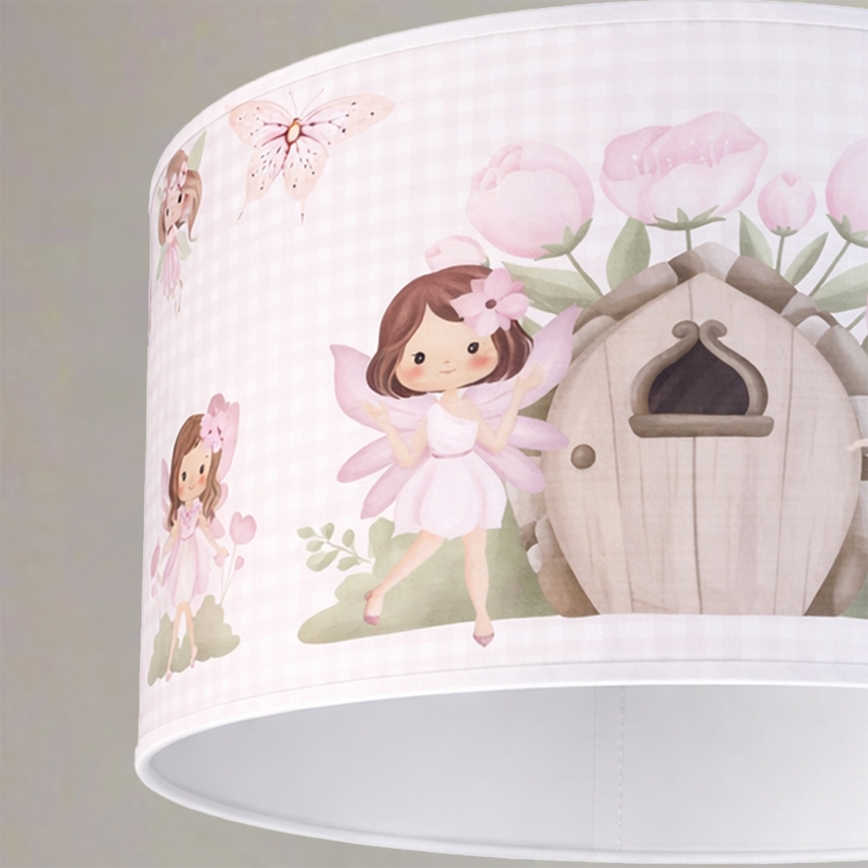Brilagi - Lustre infantil LED com cabo BOBO 1xE27/60W/230V Ø 35 cm rosa/fadas