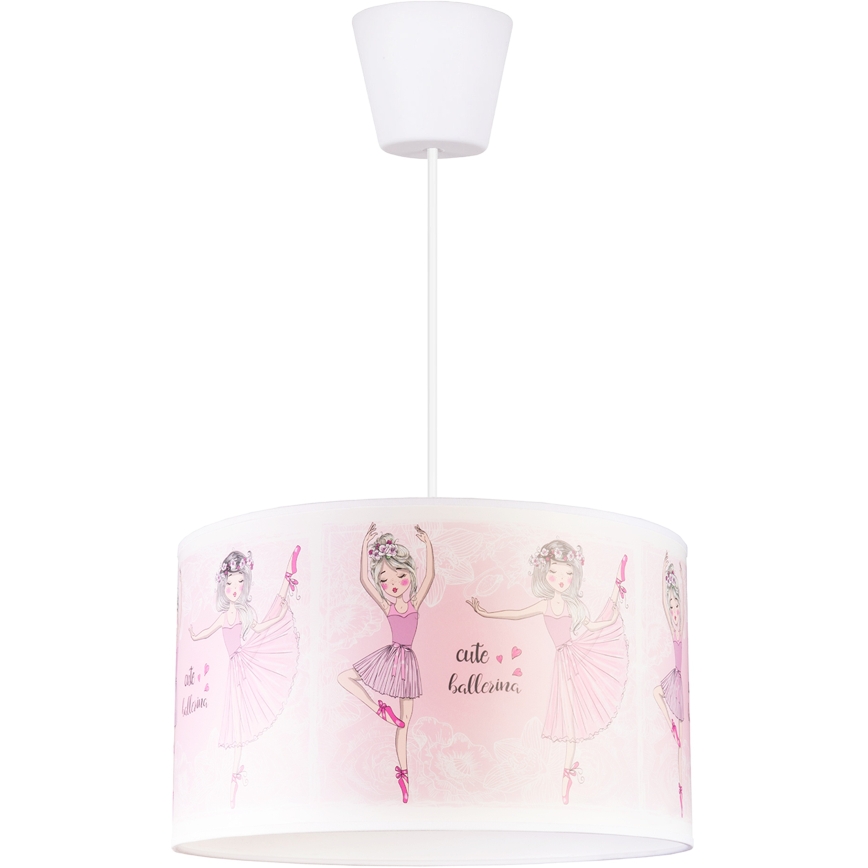 Brilagi - Lustre infantil LED pendente com cabo BOBO 1xE27/60W/230V diâmetro 35 cm rosa/bailarinas