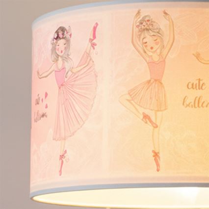 Brilagi - Lustre infantil LED pendente com cabo BOBO 1xE27/60W/230V diâmetro 35 cm rosa/bailarinas