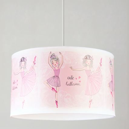 Brilagi - Lustre infantil LED pendente com cabo BOBO 1xE27/60W/230V diâmetro 35 cm rosa/bailarinas