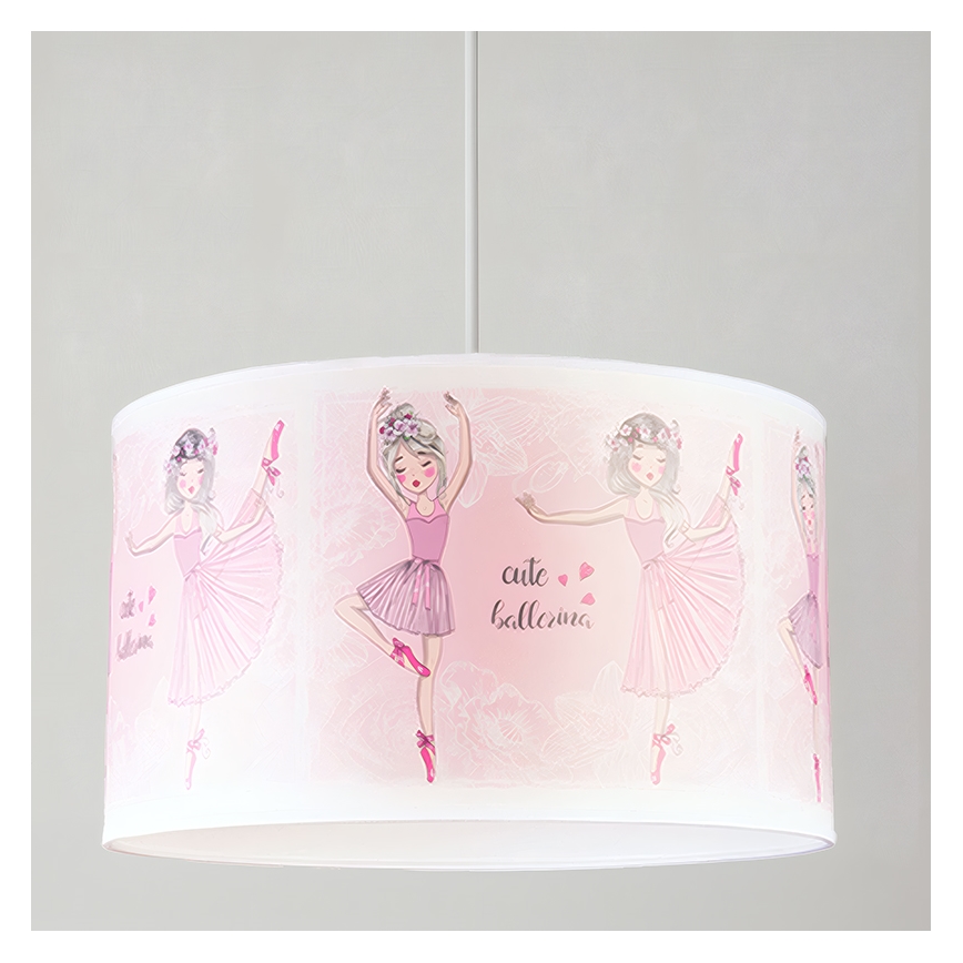Brilagi - Lustre infantil LED pendente com cabo BOBO 1xE27/60W/230V diâmetro 35 cm rosa/bailarinas