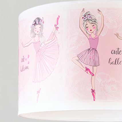 Brilagi - Lustre infantil LED pendente com cabo BOBO 1xE27/60W/230V diâmetro 35 cm rosa/bailarinas