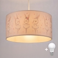 Brilagi - Lustre infantil LED suspenso com cabo BOBO 1xE27/10W/230V Ø 35 cm branco/coelhinhos