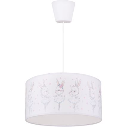 Brilagi - Lustre infantil LED suspenso com cabo BOBO 1xE27/60W/230V Ø 35 cm branco/coelhinhos
